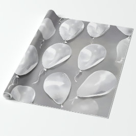 Watercolor AI Art Balloons Silver Wrapping Paper Geschenkpapier
