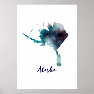 Watercolor Alaska Vereinigtes Staaten Poster