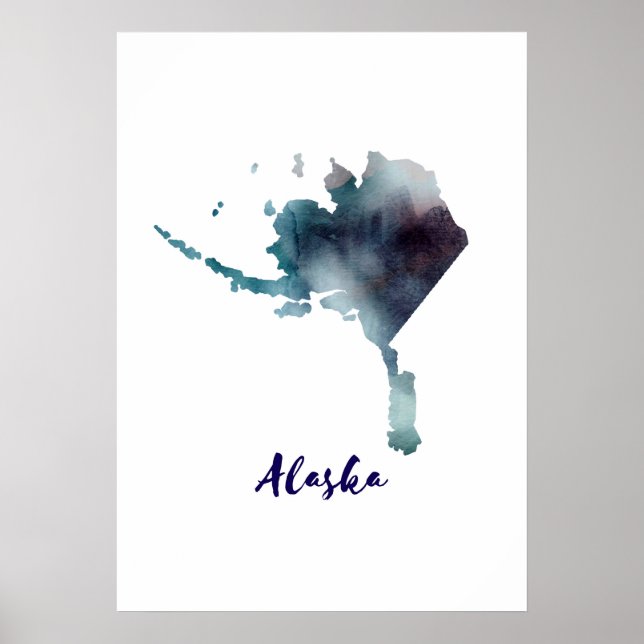Watercolor Alaska Vereinigtes Staaten Poster (Vorne)