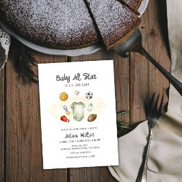 Watercolor All Star Sports Baby Shower Invitation Einladung