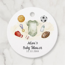 Watercolor All Star Sports bodysuit Baby Shower Geschenkanhänger