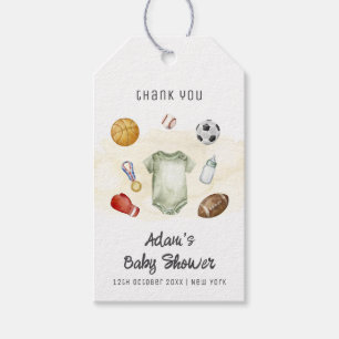 Watercolor All Star Sports Bodysuit Baby Shower  Geschenkanhänger