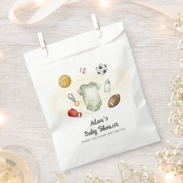 Watercolor All Star Sports bodysuit Baby Shower  Geschenktütchen (Ausgeschnitten)