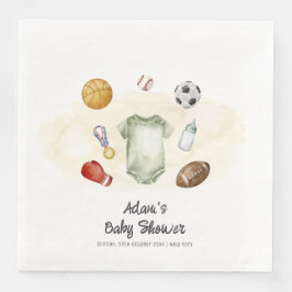 Watercolor All Star Sports bodysuit Baby Shower  Serviette