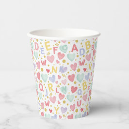 Watercolor Alphabet & Hearts Confetti Pappbecher