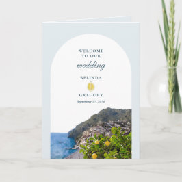 Watercolor Amalfi Coast Arch Italy Lemons Wedding Programm