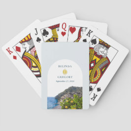 Watercolor Amalfi Coast Arch Italy Lemons Wedding Spielkarten