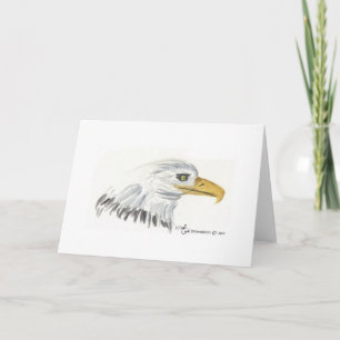 Watercolor American Eagle Head Note Karte