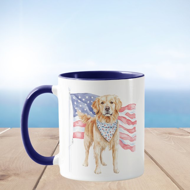 Watercolor American Flag Patriotic Dog Tasse (Von Creator hochgeladen)