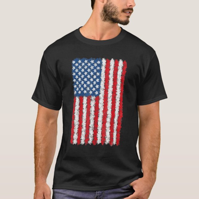 Watercolor American Flag Usa America Us Patriotic  T-Shirt (Vorderseite)