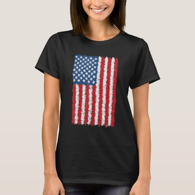 Watercolor American Flag Usa America Us Patriotic  T-Shirt (Vorderseite)