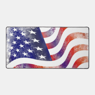 Watercolor American Flag Wave Schreibtischunterlage