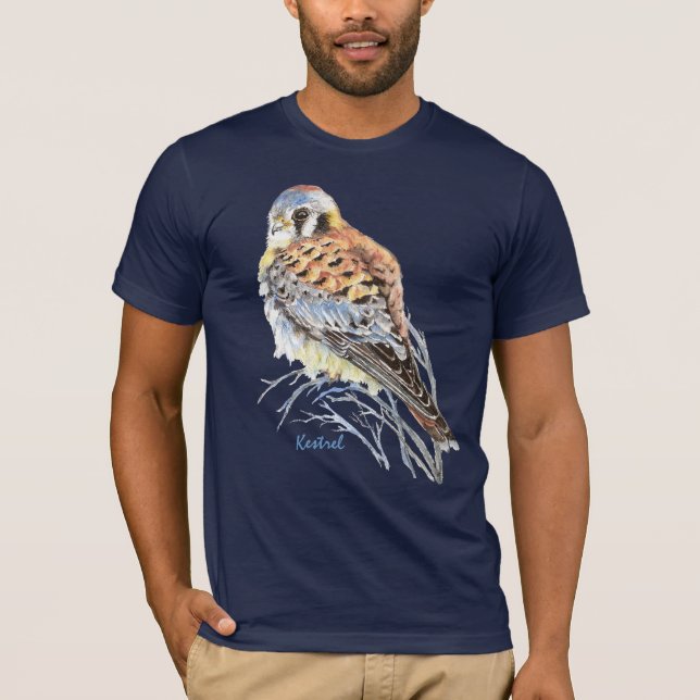 Watercolor American Kestrel Falcon Bird Hawk T-Shirt (Vorderseite)