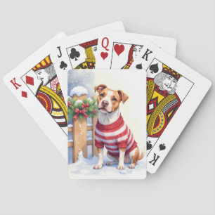 Watercolor American Pit Bull Terrier Festiv Spielkarten