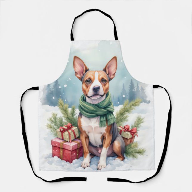 Watercolor American Staffordshire Terrier Rustic Schürze (Vorderseite)