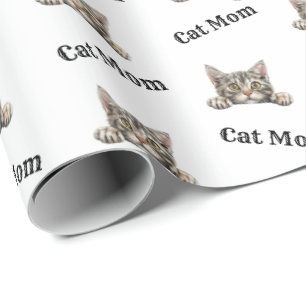Watercolor American Wirehair Katze Mutter Muster Geschenkpapier