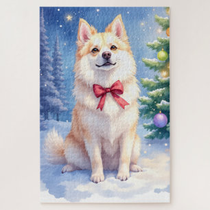 Watercolor Amerikanischer Eskimo-Hund funkelnde We Puzzle