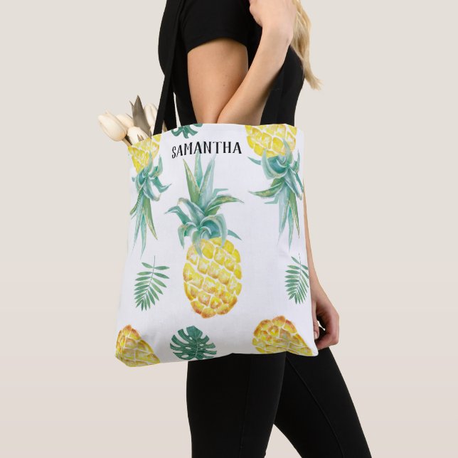 Watercolor-Ananas-Druck-Taschen-Tasche (Von Nahem)