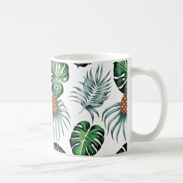 Watercolor-Ananas mit Grün verlässt Muster Kaffeetasse (Rechts)