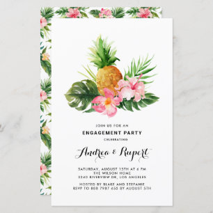 Watercolor Ananas Tropical Engagement Party
