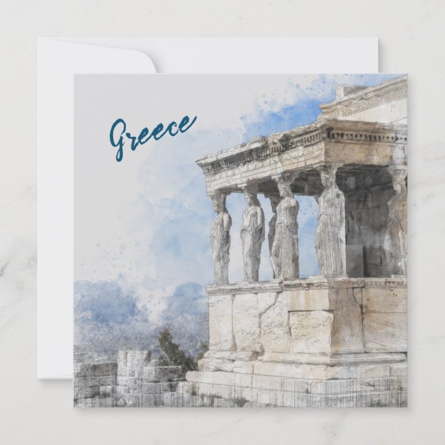 Watercolor Ancient Sites ruins in Athens, Greece Karte (Vorderseite)