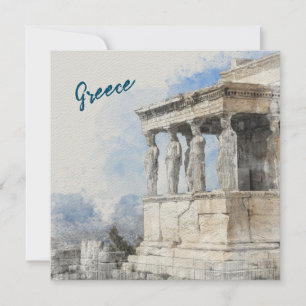 Watercolor Ancient Sites ruins in Athens, Greece Karte
