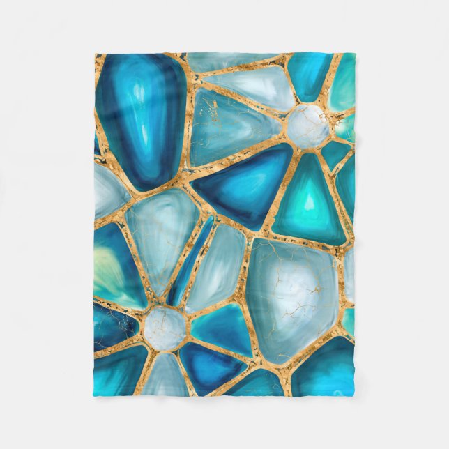 Watercolor and gold cells - ocean fleecedecke (Vorderseite)