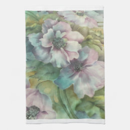Watercolor Anemone Floral • Elegant Kitchen Decor Geschirrtuch