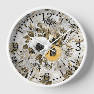 Watercolor anemones. Acrylic Wall Clock Uhr