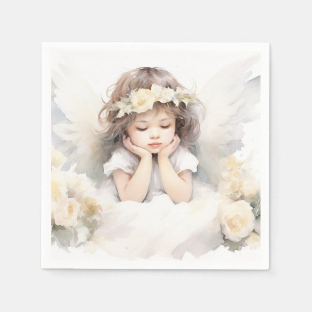 Watercolor Angel Girl Serviette (Vorderseite)