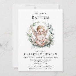 Watercolor Angel Wings Baptism Einladung