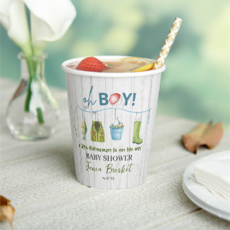 Watercolor Angelköder Baby Shower Junge Pappbecher