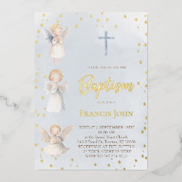 watercolor angels Baptism Foil Invitation Folieneinladung