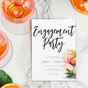Watercolor Aperol Spritz Engagement Party Einladung