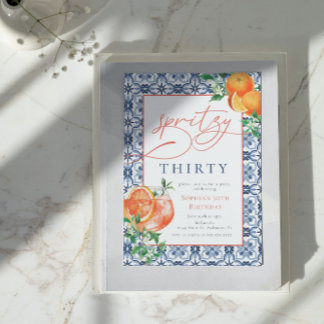 Watercolor Aperol Spritz Thirty 30th Birthday Einladung