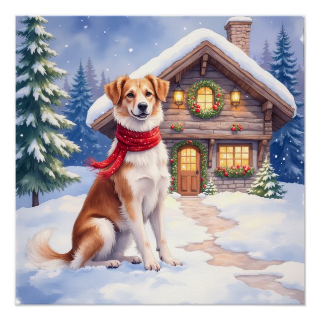 Watercolor Appenzeller Sennenhund Alpine Chalet Poster (Vorderseite)