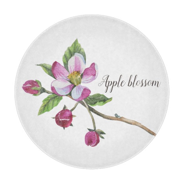 Watercolor Apple Blossom Schneidebrett (Vorderseite)