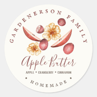 Watercolor Apple Butter Klassischer Rundaufkleber Runder Aufkleber