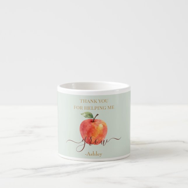 Watercolor Apple Teacher - Danke, Geschenk Espressotasse (Vorderseite)