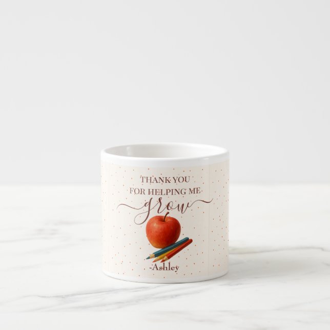 Watercolor Apple Teacher - Danke, Geschenk Espressotasse (Vorderseite)