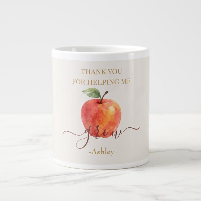Watercolor Apple Teacher - Danke, Geschenk Jumbo-Tasse (Vorderseite)