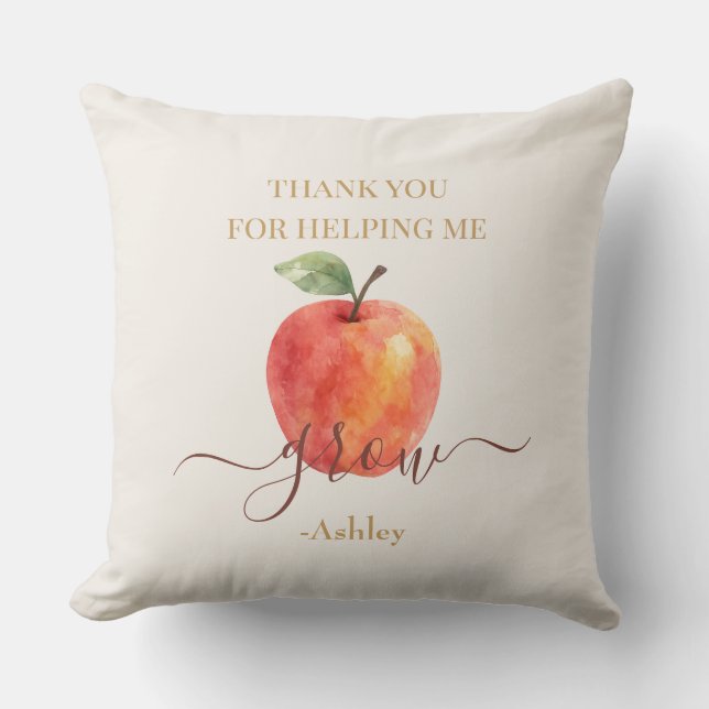 Watercolor Apple Teacher - Danke, Geschenk Kissen (Vorderseite)