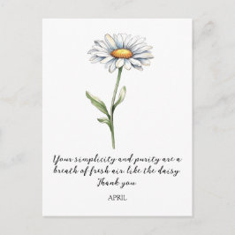 WATERCOLOR APRIL DAISY BIRTH FLOWER POSTCARD POSTKARTE