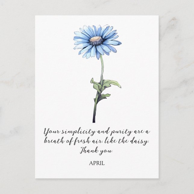 WATERCOLOR APRIL DAISY BIRTH FLOWER POSTCARD POSTKARTE (Vorderseite)