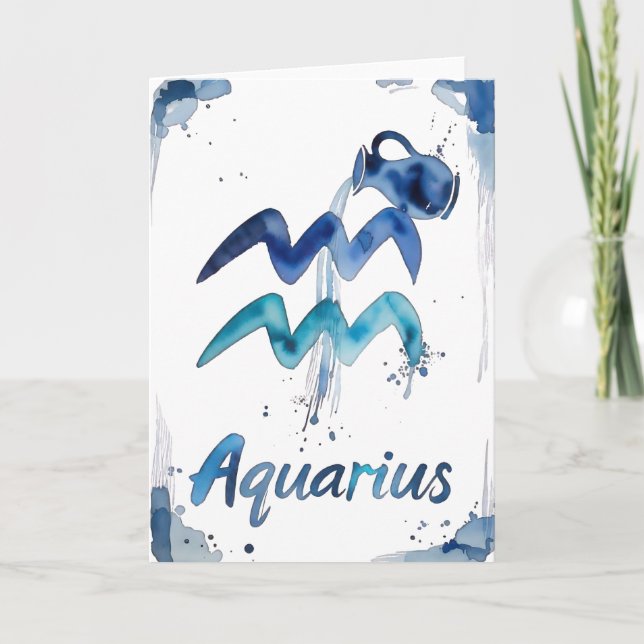 Watercolor Aquarius Zodiac Sign January February  Karte (Vorderseite)