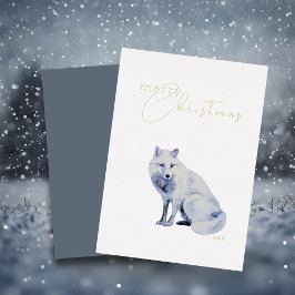 Watercolor Arctic Fox Weihnachten Folien Feiertagskarte