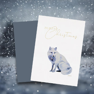 Watercolor-Arktisfuchs-Unternehmens-Weihnachten Folien Feiertagskarte