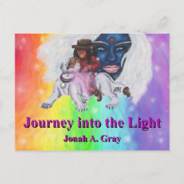 Watercolor Art Boy Riding white Lioness Woman Love Postkarte