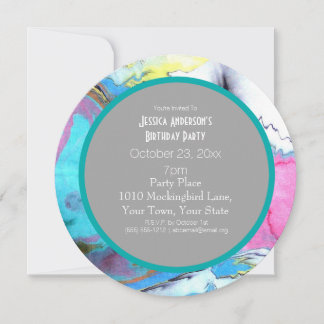 Watercolor Art Paint Birthday Party Einladung