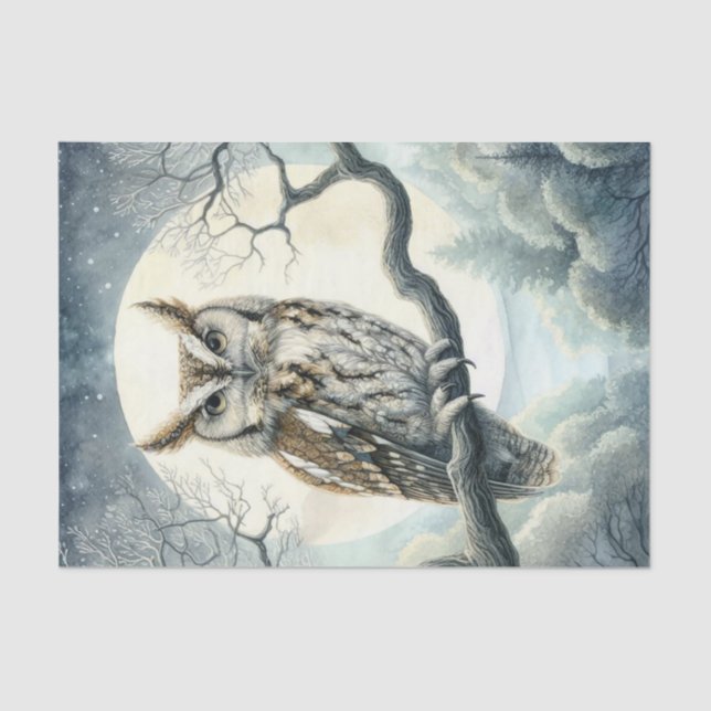 Watercolor Art Screening Owl Decoupage Seidenpapier (Vorderseite)